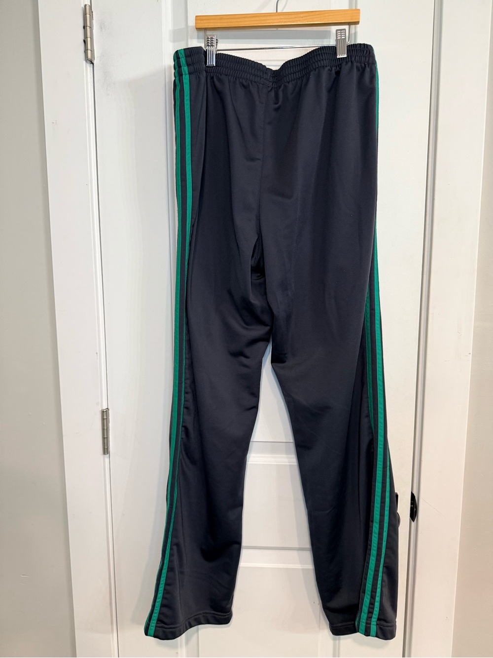 adidas Black Green 3-Stripe Track Pants Men’s Large - Picture 3 of 7